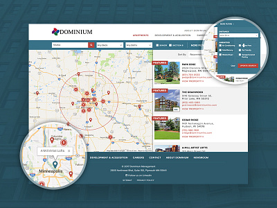 Dominium Search property management property search ui ux web design website