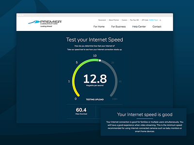 Premier Communications Internet Speed Test agency design internet minnesota scales speed test test ui user experience ux web design website
