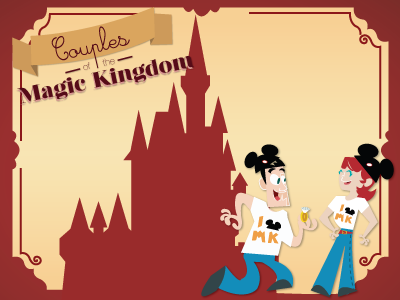 Couples of the Magic Kingdom disney illustration