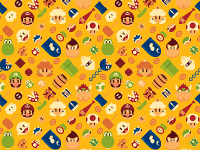 Mario Illustration Pattern art donkey kong gameboy gaming illustration mario pattern retro super mario nintendo video game