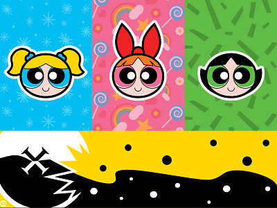 Power Puff Girls agency art branding character design color design flat icon illustration logo mark vector
