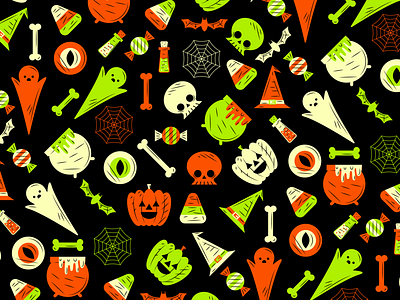 Halloween Pattern animation app art branding character collage color creative design flat graphic design halloween icon illustration illustrator logo pattern ui vector web design