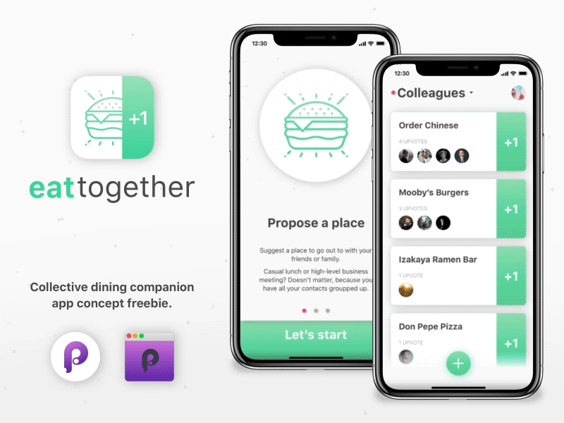 Eat Together - mobile app concept animation app eating food freebie interaction iphone x mobile principle