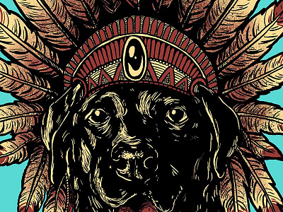 Chief chief dog headdress illustration indian lab