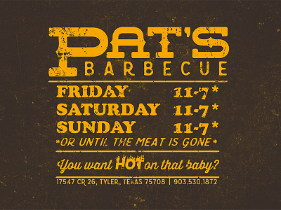 Pat's BBQ barbecue bbq sign texture type typography vintage
