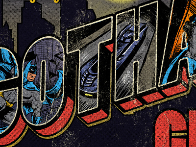 Gotham batman gotham gotham city illustration postcard typography vintage