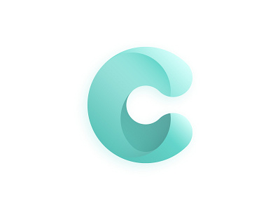 Cyan C ai c color cyan gradient illustration letter logo type typography vector