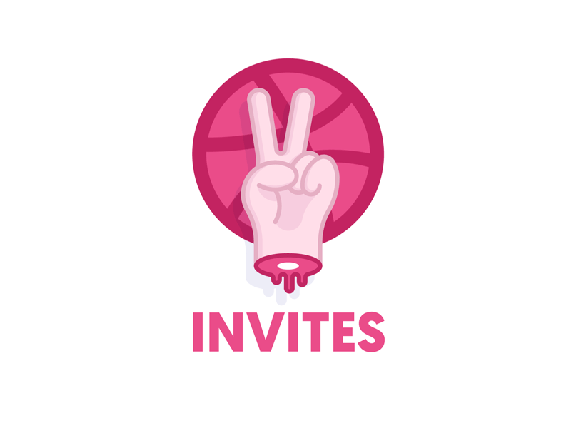 2 Dribbble Invites 2d dribbble finger free giveaway hand illustration invites peace two vector