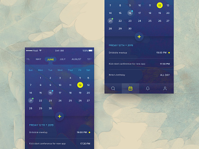 Calendar concept for iOS app blue calendar flat 2.0 interface ios mobile modern navy ui ui elements