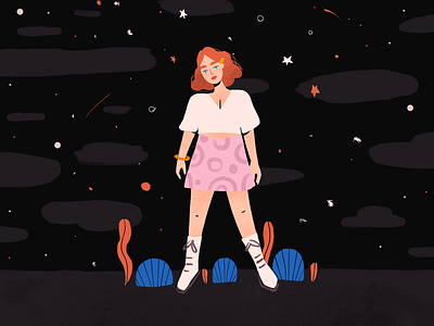 Space Ginger clothes cool girl cool woman cosmic fashion fashion girl future futuristic ginger girl planet plants red hair scenery space stars stylish universe woman