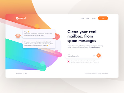 Yepmail - Colored version clean design email homepage mail proces register spam ux ui web