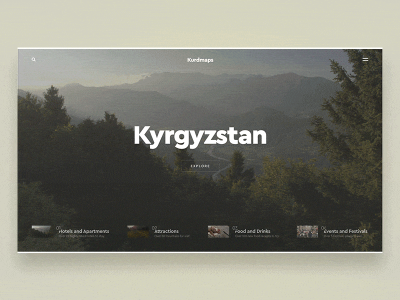 Kurdmaps - Homepage Design after effects animation design discover explore homepage kurdinstan slider travel ui web