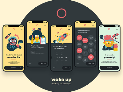 Wake Up - Let's Start design habit tracker habits illustration mobile app mobile ui productivity sign up ui ux