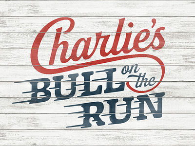 Charlie's Bull on the Run brand identity branding bull hand drawn type handlettering logo script speed lines typography