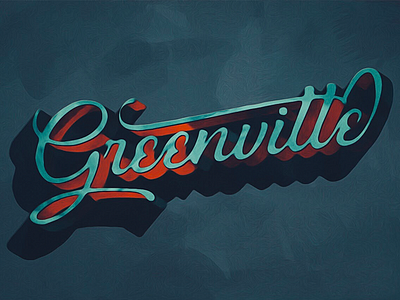 Greenville 3d type custom lettering greenville gville hand drawn type handlettering script shadows south carolina typography