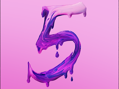 5ive (Part of 36 Days of Type) 36 days of type 5 drip five numbers paint photoshop type typography