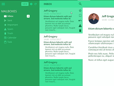 Email App clean email app flat green simple color