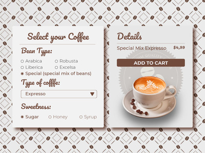 DailyUI #033 - Customize Product coffee customize product dailyui dailyui 033 dailyui challenge ui uiux ux