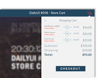 DailyUI #058 - Shopping Cart 058 dailyui dailyui 058 store cart ui uiux ux web