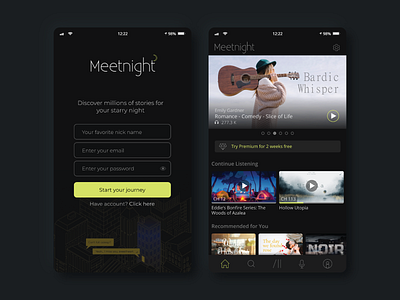 Podcast & Storytelling Apps Interface design interface login login form mobile interface music music player playlist podcast read sign up story storyteller storytelling ui ux
