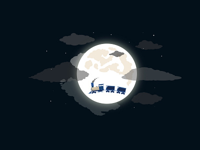 Dream Train cloud dream fly flying illustraion illustration art imagination light moon moonlight night nightsky sky star steam train train vehicle