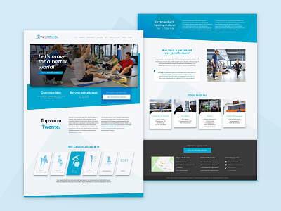 Topvorm Twente blue homepage homepage design interface interface design layout design netherlands physiotherapy polygon sports therapy ui uiux ux web web design web design agency website website design
