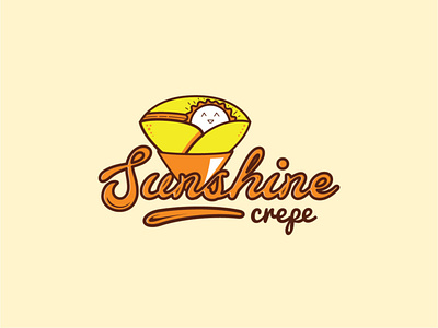 Sunshine Crepe - Logo childhood color cream crepe drawing energetic food happy logo logo design logogram logotype orange pastel sun sunny sunshine sunshine crepe