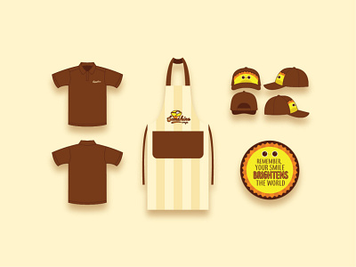 Sunshine Crepe - Uniform apron business cap clothing design energetic happy outfit pin sun sunshine crepe t shirt uniform uniform design visual identity