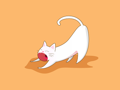Ciskek Waking Up cat ciskek cute domestic cat good morning greet illustration pastel pet simple wakeup white yawn