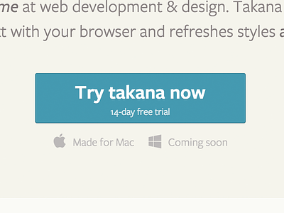 takana button designed in browser homepage landing sass