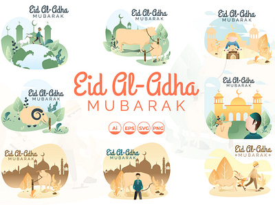 Eid Al-Adha Mubarak al adha design flat flat design graphic icon illustration modern pattern symbol vector
