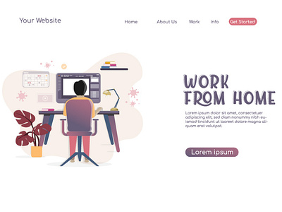 Work From Home, Modern Flat design people and Covid 19 concept