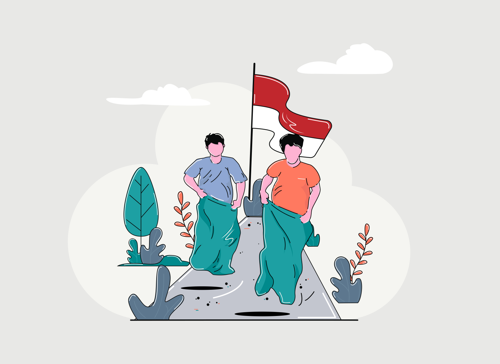 Balap Karung Or Illustration Play Sack Race Games Illustration By A Hendry Mulyana On Dribbble