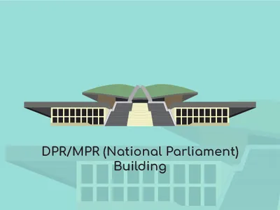 Jakarta City Vector - DPR/MPR(National Parliament) Building art branding building character design flat flat design graphic icon illustration logo modern pattern symbol typography ui ux vector web website