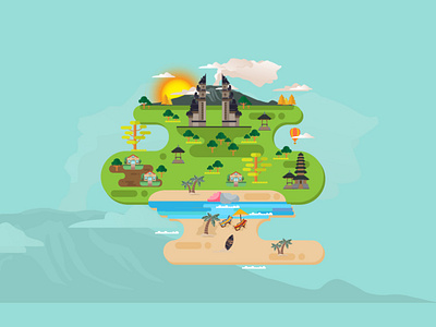 Bali City of Indonesia Conceptual Design Vector.