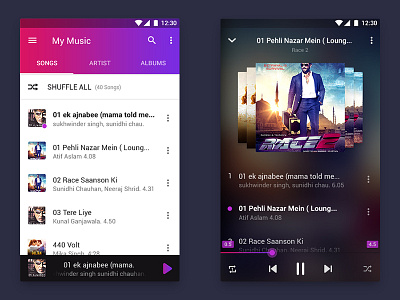 Android Music Player app UI Design android music app ui design music player app design