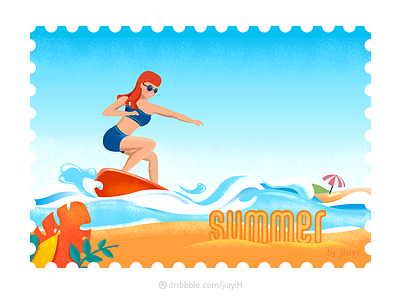 surfing beach design illustration photoshop sea summer surf vacation