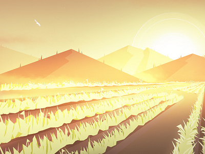 Summer concept digital illustration environment mountains photoshop summer sun vector wacom yellow