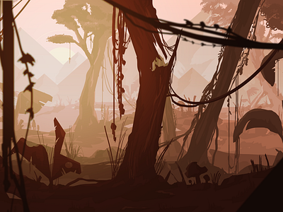 Detail. New project! concept digital 2d digital illustration digitalillustration dribbble environment forest game art illustration mountains photoshop sun vector wacom