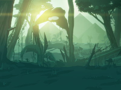 Jungle | Interactive Project concept concept art digital illustration environment forest illustration jungle landscape mountains photoshop wacom