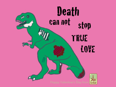 Zombie T-Rex e-Valentine dinosaur illustration web graphic