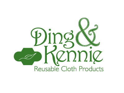 Ding and Kennie Logo Sketch ampersand eco ecofriendly etsy green leaf logo sewing typography