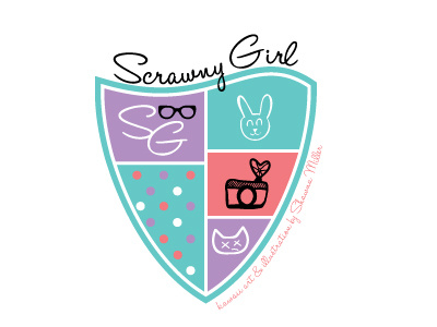 Scrawny Girl Logo Concept glasses identity illustration kawaii retro shield