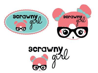 Scrawny Girl Logo girl glasses handwritten kawaii logo