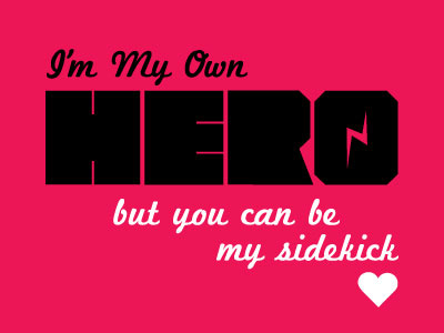 Hero Valentine Card feminism hero partner sidekick super hero valentine card valentines