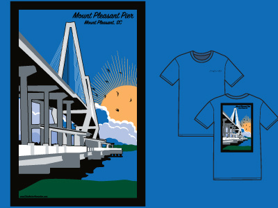 Mount Pleasant Pier apparel bridge illustration landscape pier screen print tshirt