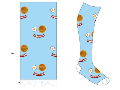 Happy Breakfast Sock apparel bacon breakfast egg jacquard knit sock waffle