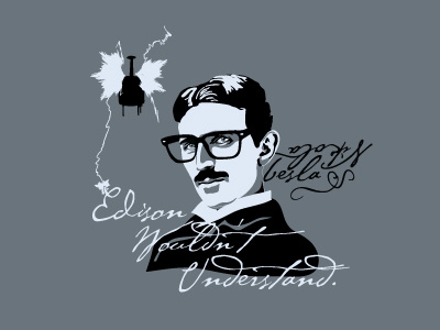 Hipster Tesla funny illustration science tesla