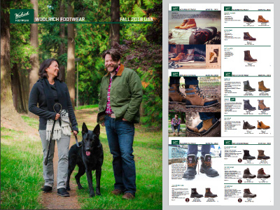 Woolrich Footwear Line Sheet autumn catalog fall footwear line sheet print retail sales collateral wholesale