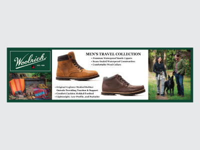 Woolrich Footwear End Cap fixture footwear marketing print retail